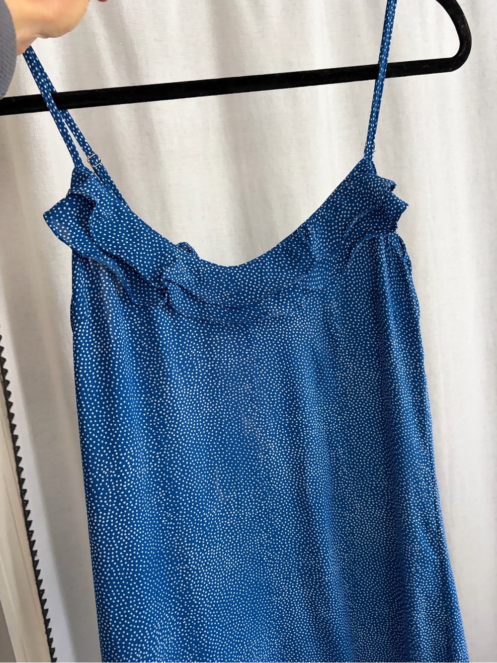 Pinch Blue Spotted Slip Dress with Ruffle Trim